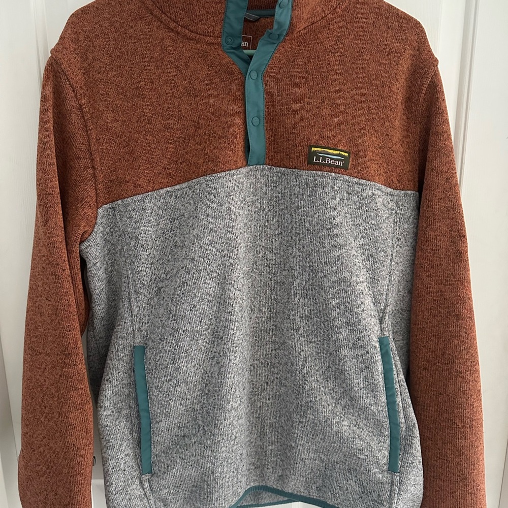L.L. Bean Two-Tone Pullover with Teal Accents